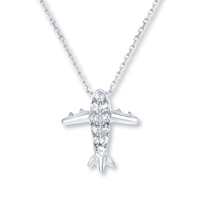 Kay Outlet Diamond Airplane Necklace Sterling Silver 18