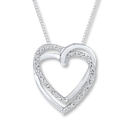 Heart Necklace 1/15 ct tw Diamonds Sterling Silver 18&quot;