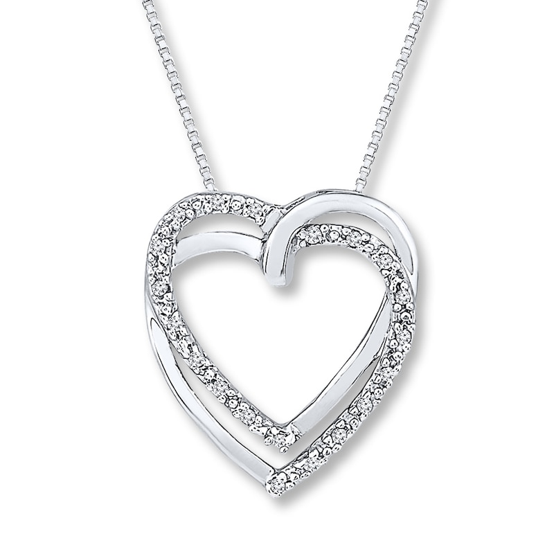 Main Image 1 of Heart Necklace 1/15 ct tw Diamonds Sterling Silver 18&quot;