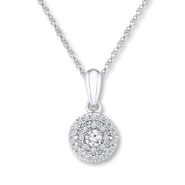 Circle Necklace 1/5 ct tw Diamonds 10K White Gold 18&quot;