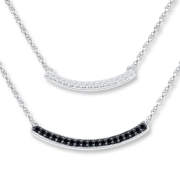 Double Bar Necklace 1/4 ct tw Diamonds Sterling Silver 18.75&quot;