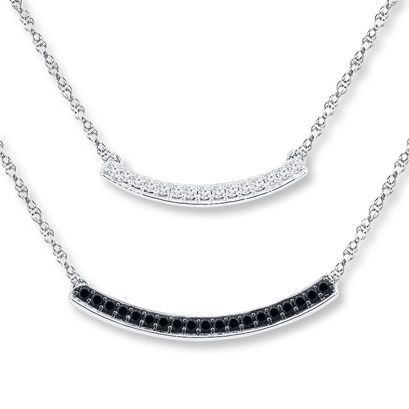 Main Image 1 of Double Bar Necklace 1/4 ct tw Diamonds Sterling Silver 18.75&quot;