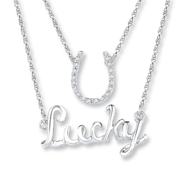 Lucky Layered Necklace 1/20 ct tw Diamonds Sterling Silver 18&quot;