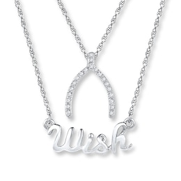 Wish Layered Necklace 1/15 ct tw Diamonds Sterling Silver 18&quot;