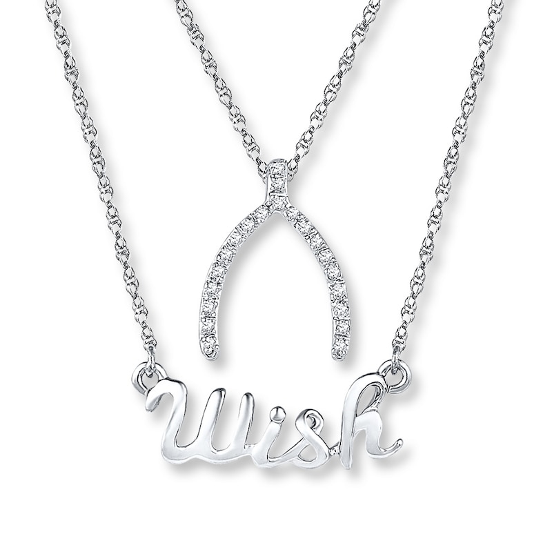 Wish Layered Necklace 1/15 ct tw Diamonds Sterling Silver 18"