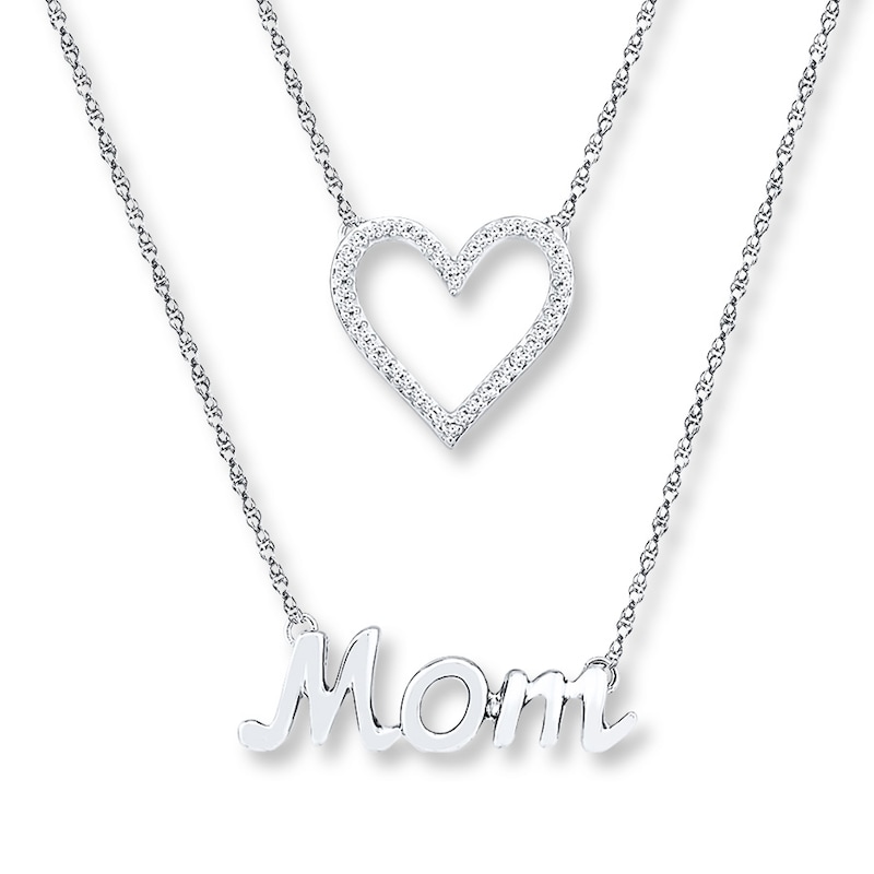 Main Image 1 of Mom Layered Necklace 1/10 ct tw Diamonds Sterling Silver 18.4&quot;