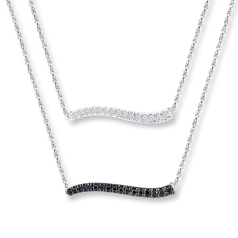 Layered Bar Necklace 1/4 ct tw Diamonds Sterling Silver 18.75"