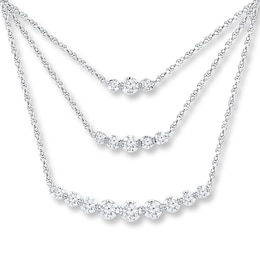 Triple Layer Necklace 1 ct tw Diamonds Sterling Silver 18.3&quot;