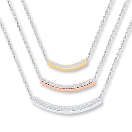 Diamond Necklace 1/3 ct tw Round-cut Sterling Silver & 10K Two-Tone Gold 18.55&quot;