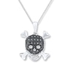 Thumbnail Image 0 of Skull & Crossbones Necklace 1/15 ct tw Diamonds Sterling Silver 18"