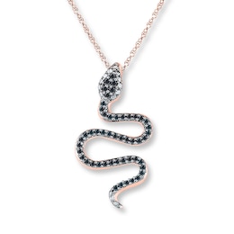 Black Diamond Snake Necklace 1/6 carat tw 10K Rose Gold 18&quot;