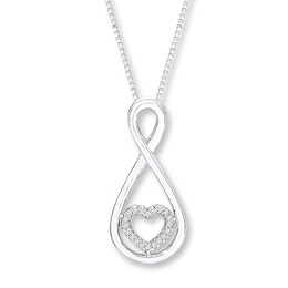 Infinity Heart Necklace 1/20 ct tw Diamonds Sterling Silver 18&quot;