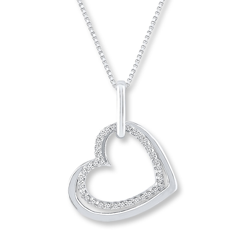 Main Image 1 of Heart Necklace 1/10 ct tw Diamonds Sterling Silver 18&quot;