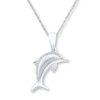 Thumbnail Image 1 of Diamond Dolphin Necklace Sterling Silver 18&quot;