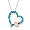 Thumbnail Image 1 of Blue Diamond Heart Necklace 1/10 ct tw 10K Two-Tone Gold 18&quot;