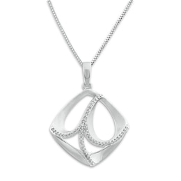 Diamond Necklace 1/8 ct tw Round-cut Sterling Silver 18&quot;