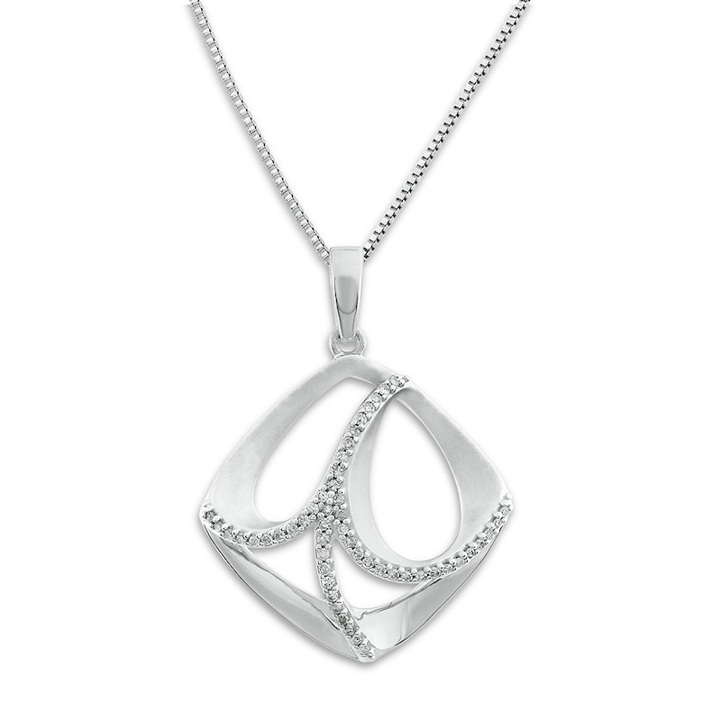 Main Image 1 of Diamond Necklace 1/8 ct tw Round-cut Sterling Silver 18&quot;