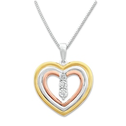 Diamond Heart Necklace Sterling Silver & 10K Two-Tone Gold 18&quot;