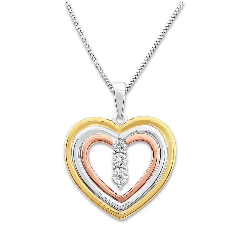 Main Image 1 of Diamond Heart Necklace Sterling Silver & 10K Two-Tone Gold 18&quot;