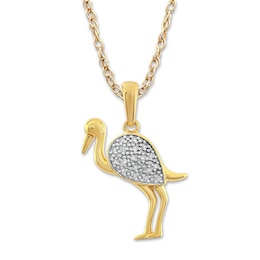 Bird Necklace 1/20 ct tw Diamonds 10K Yellow Gold 18&quot;