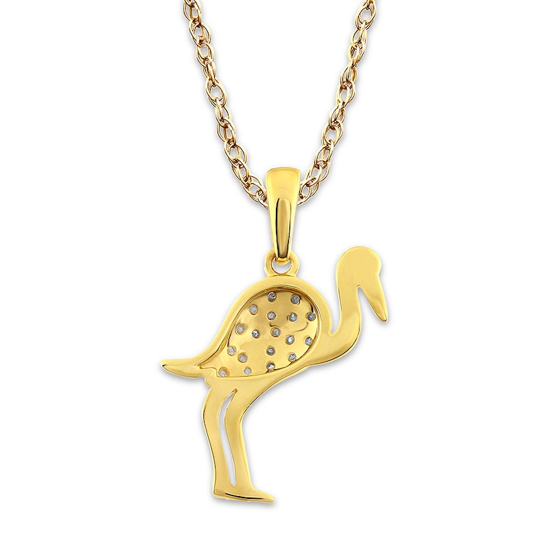 Main Image 2 of Bird Necklace 1/20 ct tw Diamonds 10K Yellow Gold 18&quot;