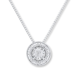 Diamond Necklace 1/10 ct tw Round-cut Sterling Silver 18&quot;