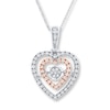 Thumbnail Image 0 of Unstoppable Love Heart Necklace 1/4 ct tw 10K Two-Tone Gold 18"