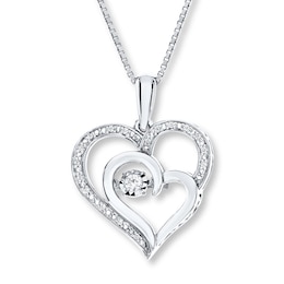 Unstoppable Love 1/10 ct tw Heart Necklace Sterling Silver 18&quot;