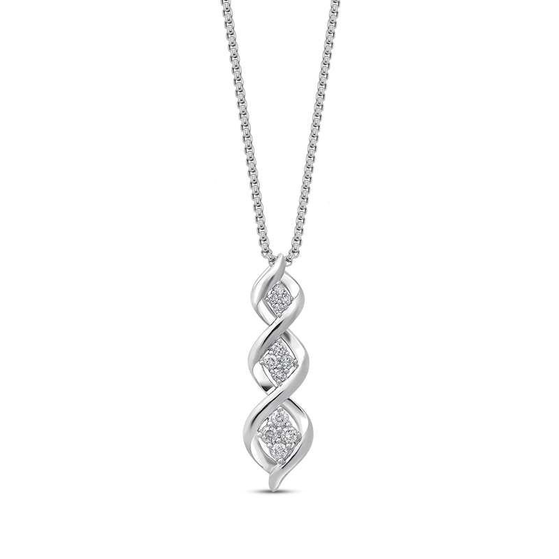 Memories Moments Magic Diamond Twist Necklace 1/5 ct tw Round-cut Sterling Silver 18"