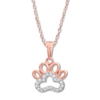 Thumbnail Image 1 of Diamond Paw Print Necklace 1/15 ct tw Round-cut 10K Rose Gold 18&quot;