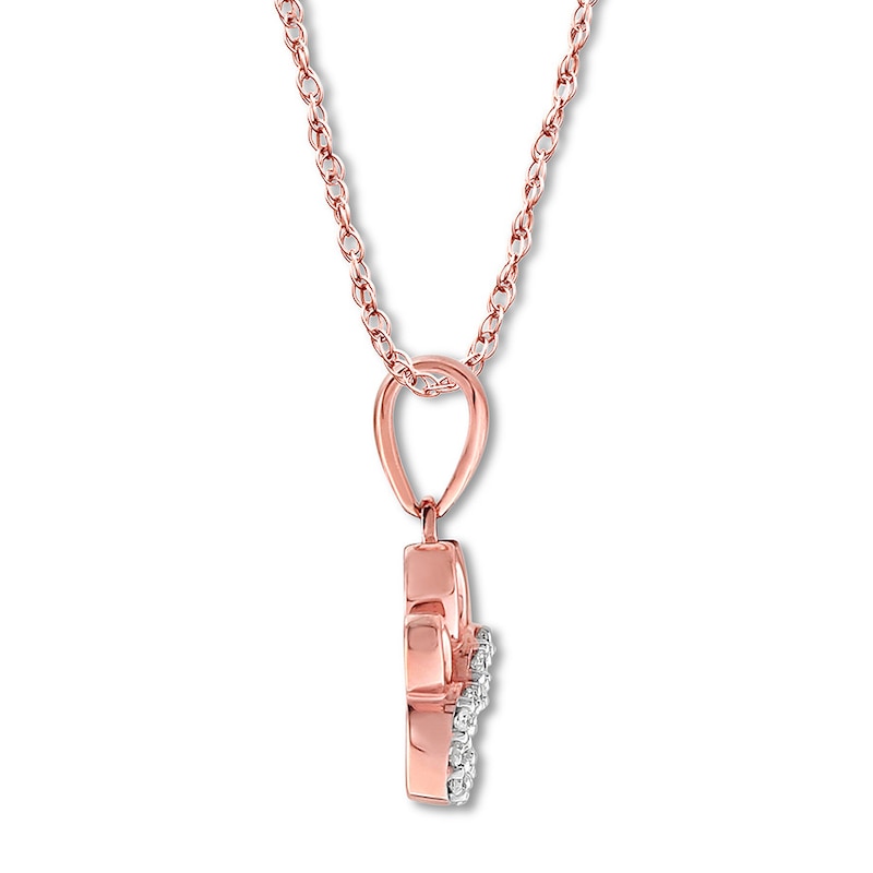 Main Image 2 of Diamond Paw Print Necklace 1/15 ct tw Round-cut 10K Rose Gold 18&quot;