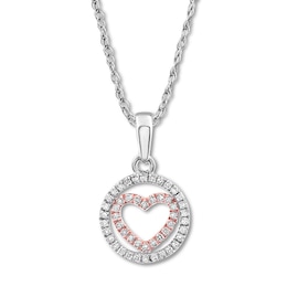 Diamond Heart Necklace 1/6 ct tw Round-cut 10K Two-Tone Gold