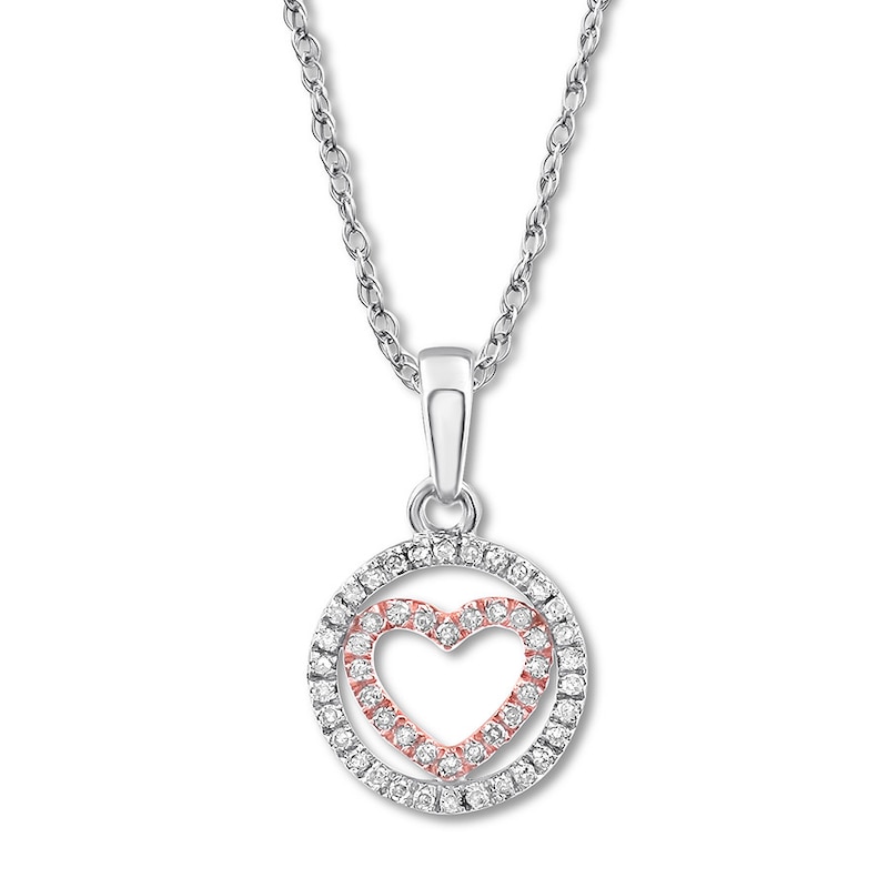 Main Image 1 of Diamond Heart Necklace 1/6 ct tw Round-cut 10K Two-Tone Gold