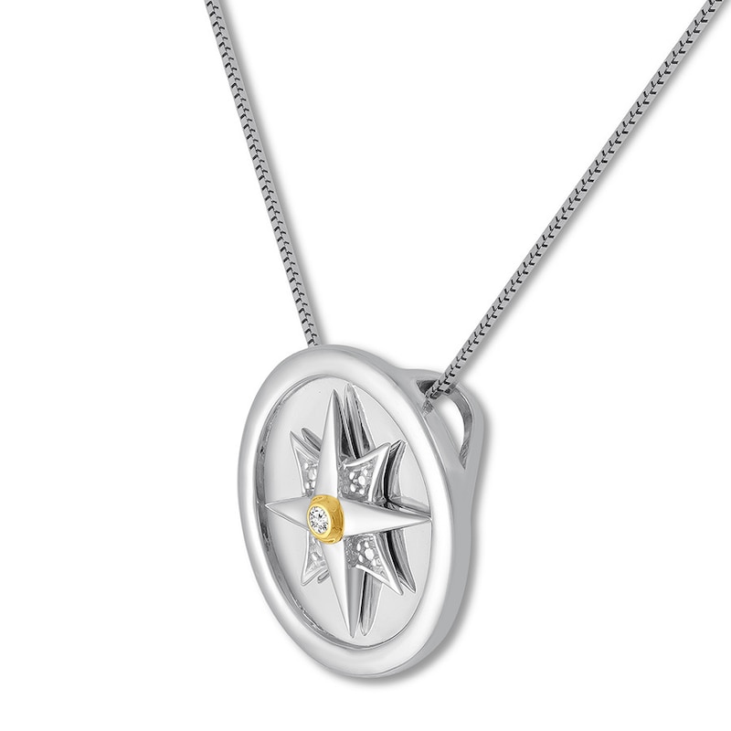 10k Gold Compass Pendant Necklace