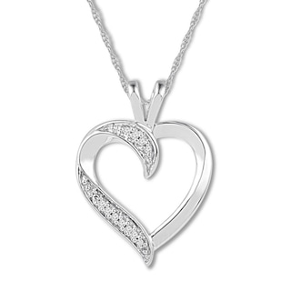 Diamond Heart Necklace Sterling Silver 18