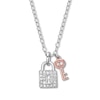 Thumbnail Image 1 of Diamond Lock & Key Necklace 1/10 ct tw Sterling Silver & 10K Rose Gold