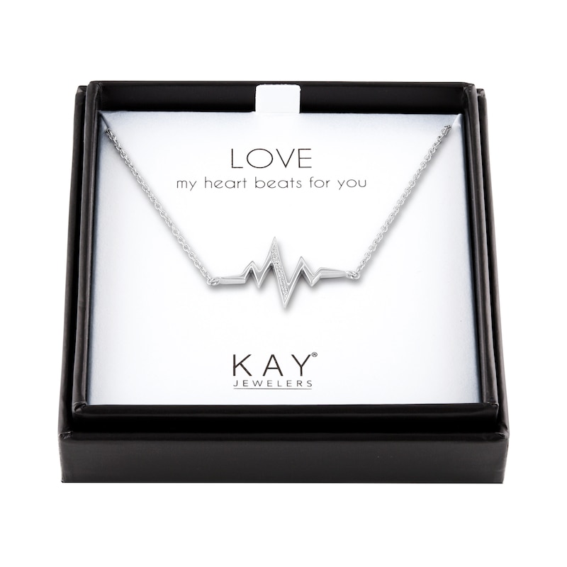 Heartbeat Necklace with Diamonds Sterling Silver | Kay Outlet