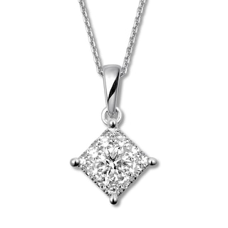 Diamond Necklace 1/4 ct tw Round-cut 10K White Gold 18