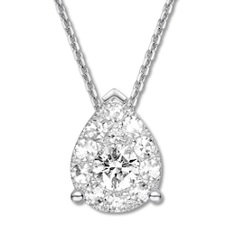 Diamond Teardrop Necklace 1/2 ct tw Round-cut 14K White Gold