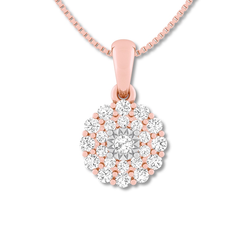 Main Image 1 of Diamond Necklace 3/8 ct tw Round-cut 10K Rose Gold 18&quot;