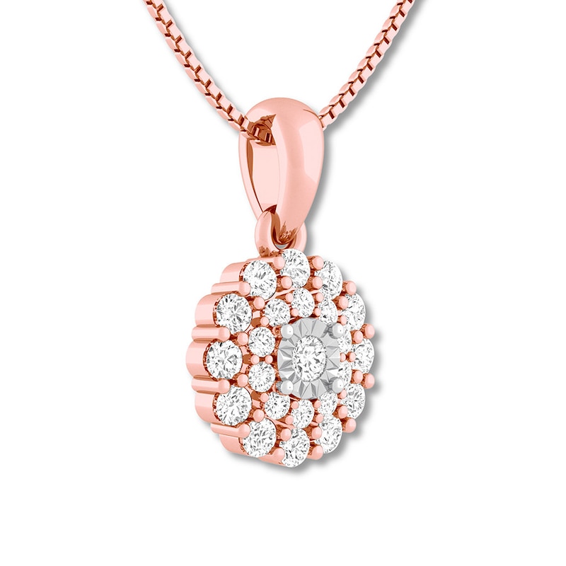 Main Image 2 of Diamond Necklace 3/8 ct tw Round-cut 10K Rose Gold 18&quot;