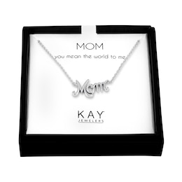 &quot;Mom&quot; Necklace with Diamonds Sterling Silver