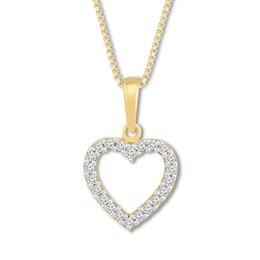 Diamond Heart Necklace 1/10 ct tw Round-cut 10K Yellow Gold