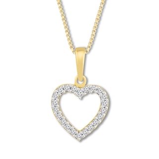 Diamond Heart Necklace 1/10 ct tw Round-cut 10K Yellow Gold | Kay Outlet