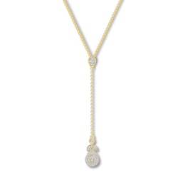 Diamond Lariat Necklace 1/8 ct tw Round-cut 10K Yellow Gold