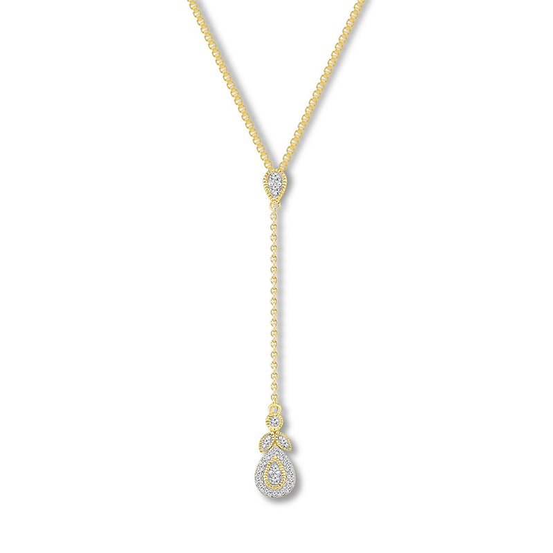 Main Image 1 of Diamond Lariat Necklace 1/8 ct tw Round-cut 10K Yellow Gold