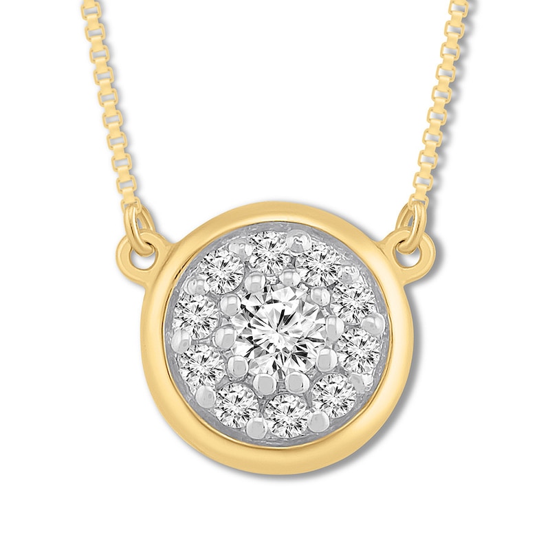 Main Image 1 of Diamond Disc Necklace 1/4 ct tw Round-cut 10K Yellow Gold