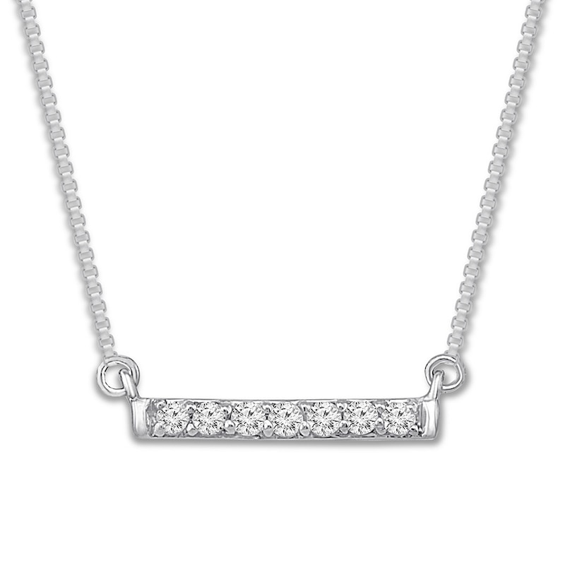 Diamond Bar Necklace 1/15 ct tw Round-cut Sterling Silver