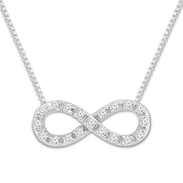 Diamond Infinity Necklace 1/10 ct tw Round-cut Sterling Silver