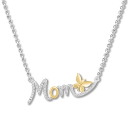 Diamond Mom Necklace 1/20 ct tw Sterling Silver & 10K Yellow Gold